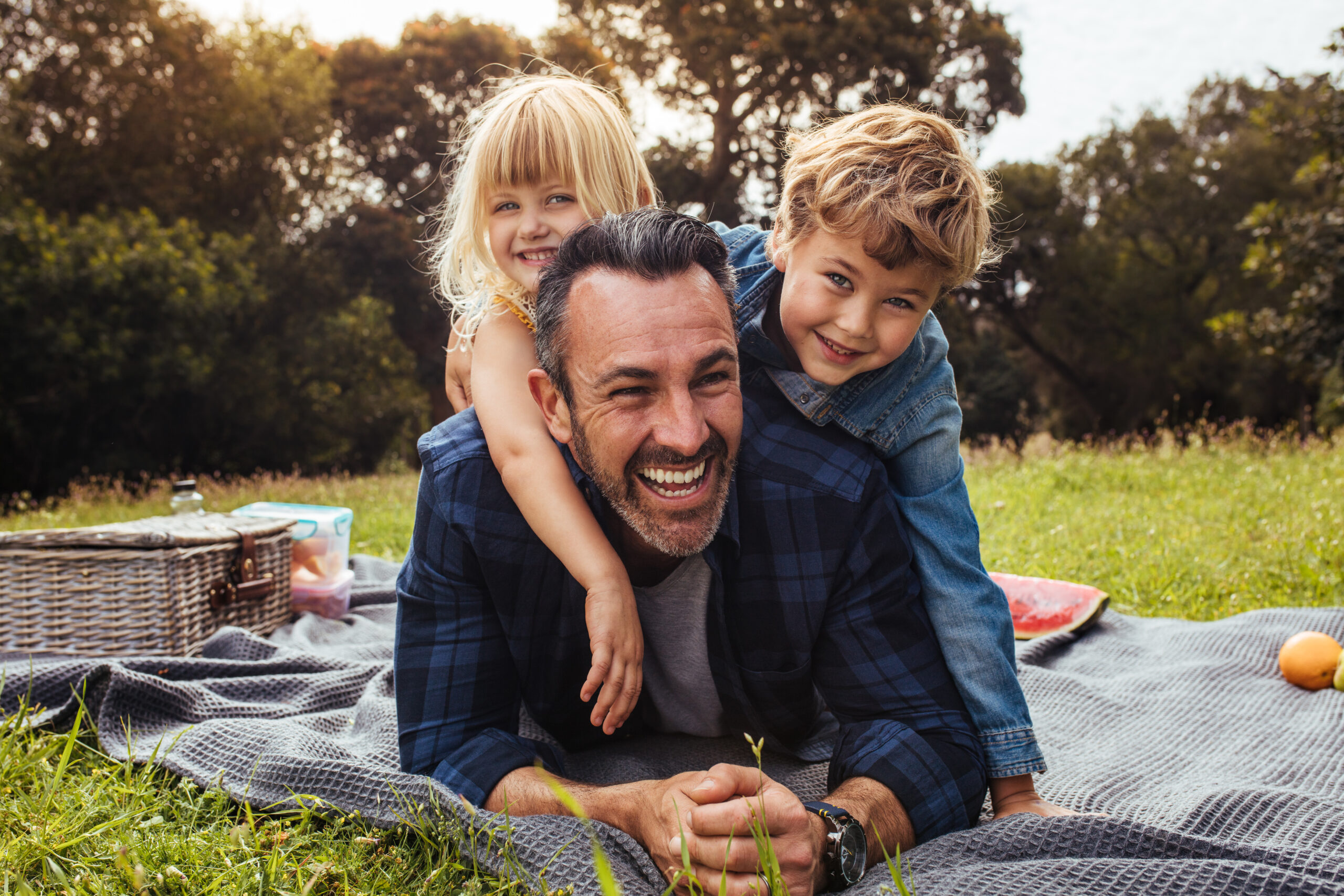 father with two kids