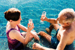 Mature couple in a swimming pool