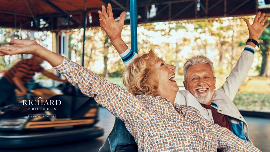 couple enjoying a ride at an amusement park