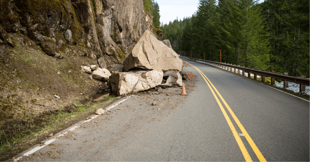 bolder falling into road