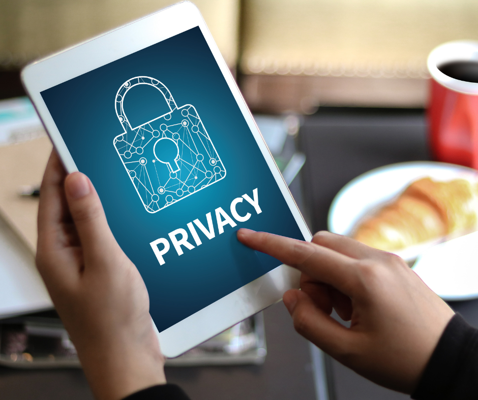 ipad with lock and the word privacy on the screen